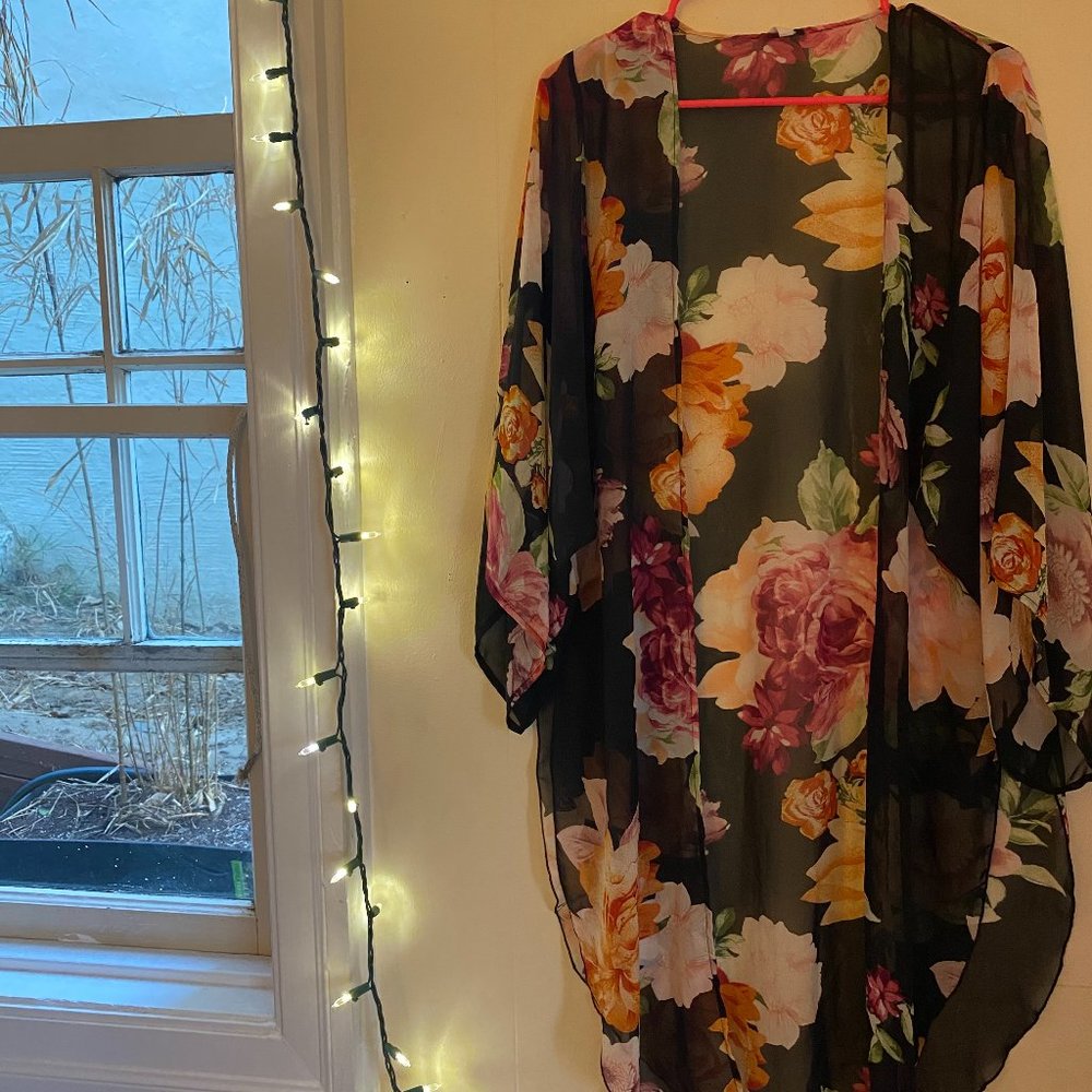 Pinkblush Sheer Rose Kimono